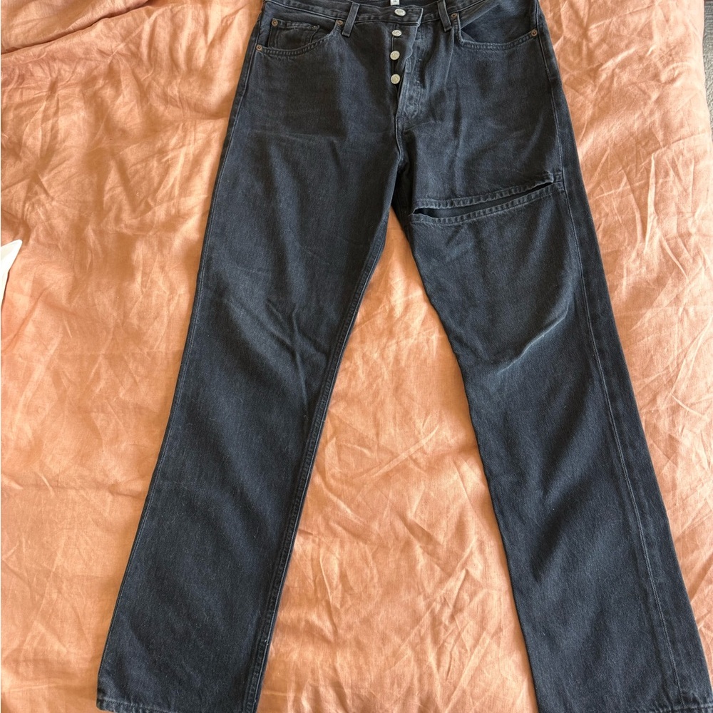 Agolde Black Wash Straight Jeans